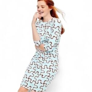 J. McLaughlin Women's 3/4 Sleeve Catalina Cloth Mia Dress Jigsaw Print Sz‎ Small